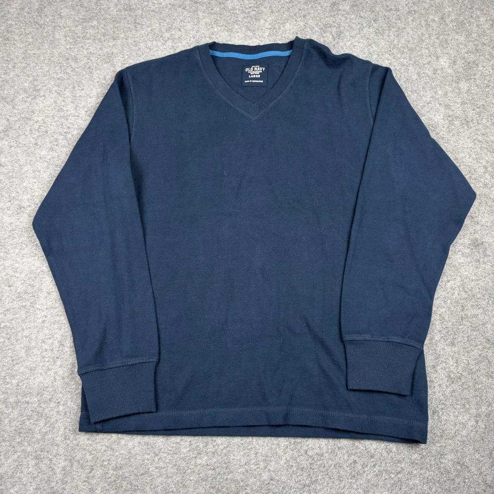 Old Navy V-Neck Sweater Mens Large Navy Blue Long Sleeve Ribbed Pullover